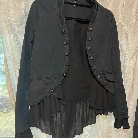 *SOLD* Free People Ruffles Romance military style jacket vintage - Picture 3 of 5